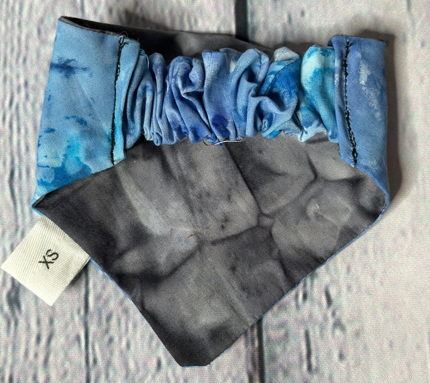 Blue Watercolor Reversible Scrunchie Bandana