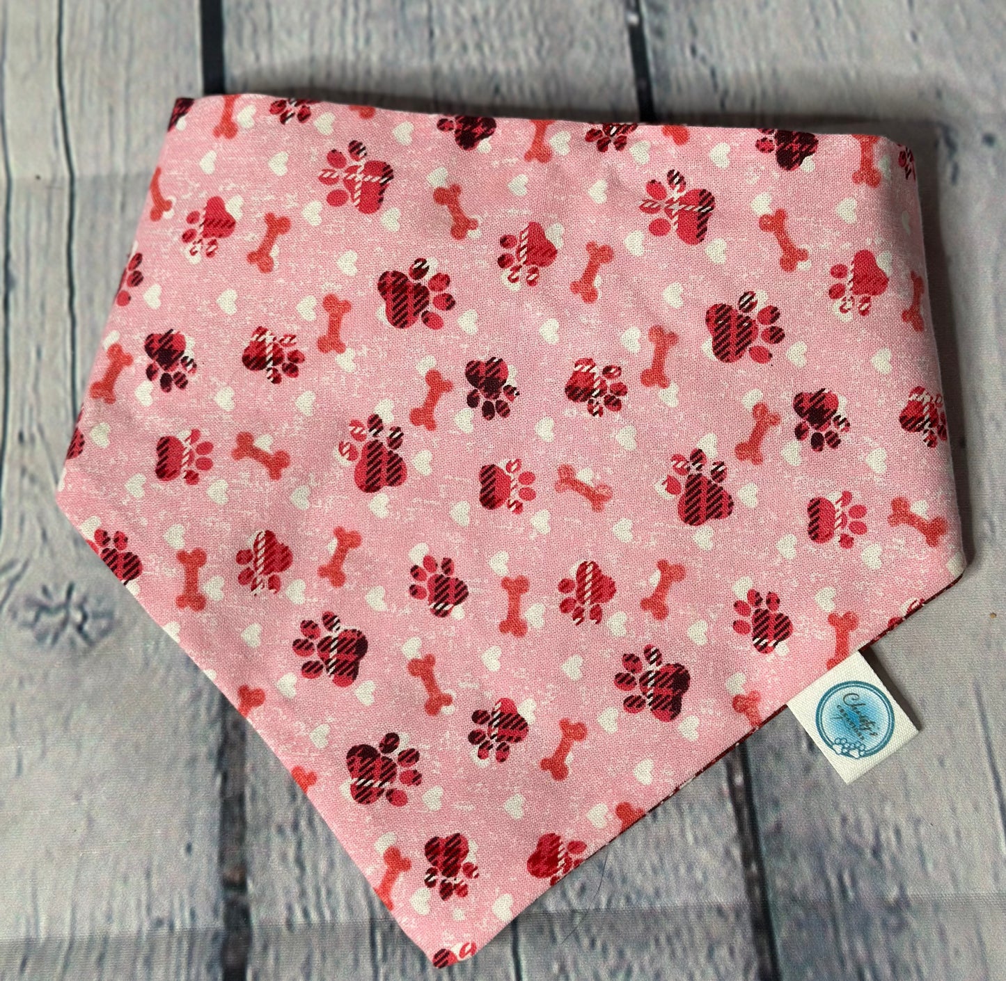 Pink Paw Reversible Scrunchie Bandana