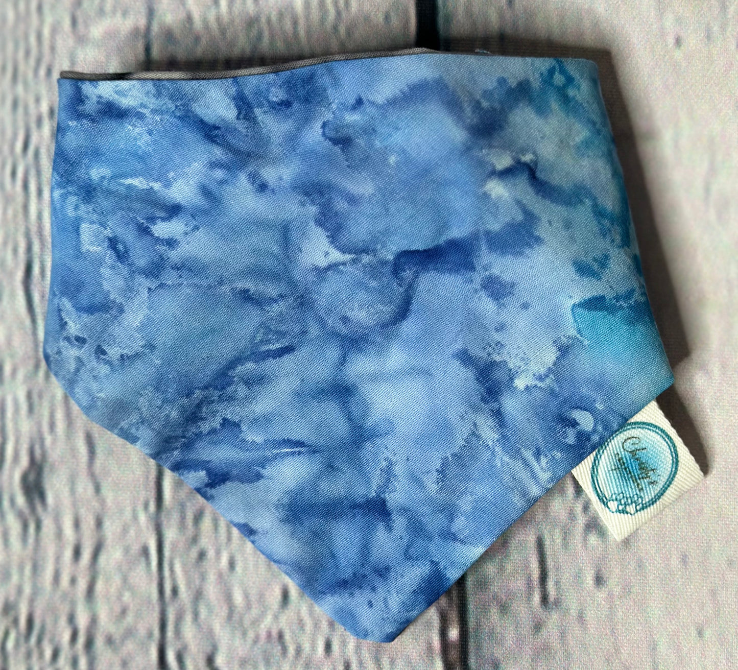 Blue Watercolor Reversible Scrunchie Bandana
