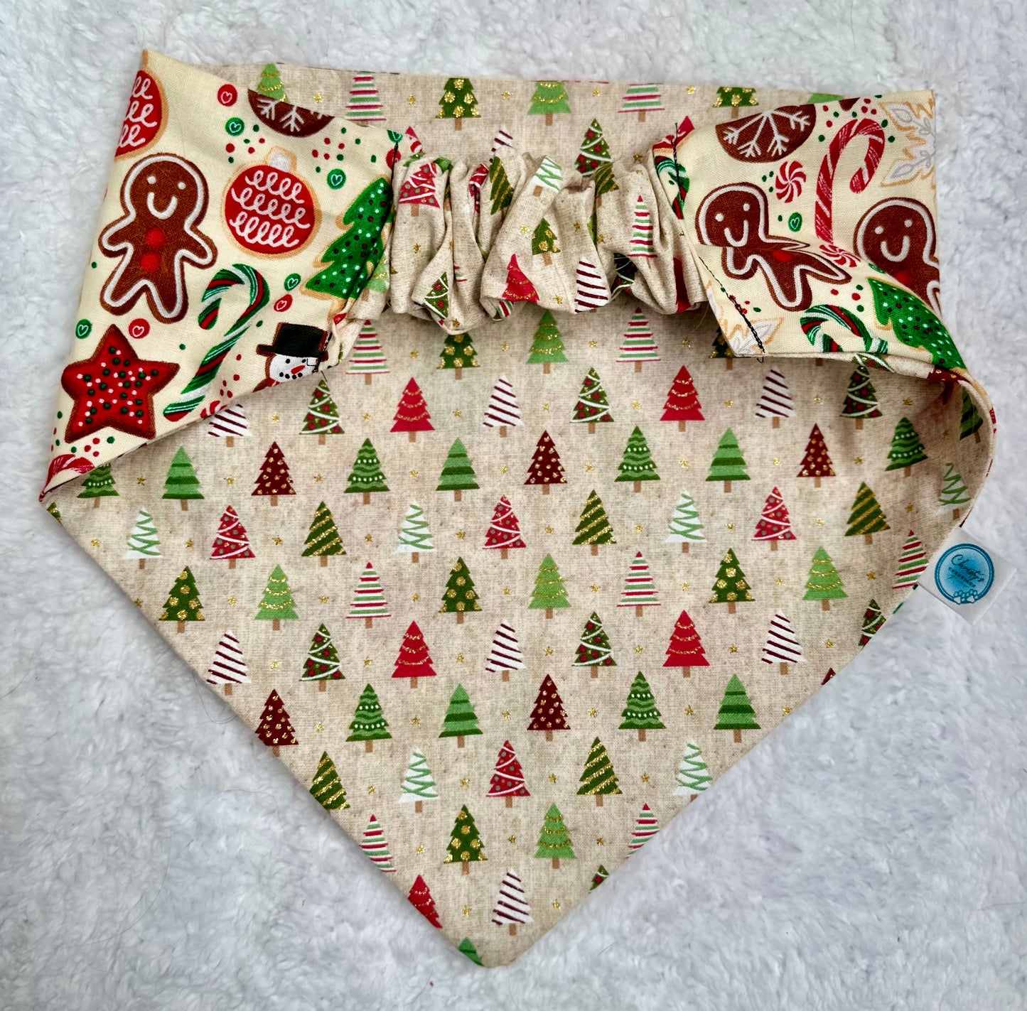 Christmas Cookie Reversible Scrunchie Bandana