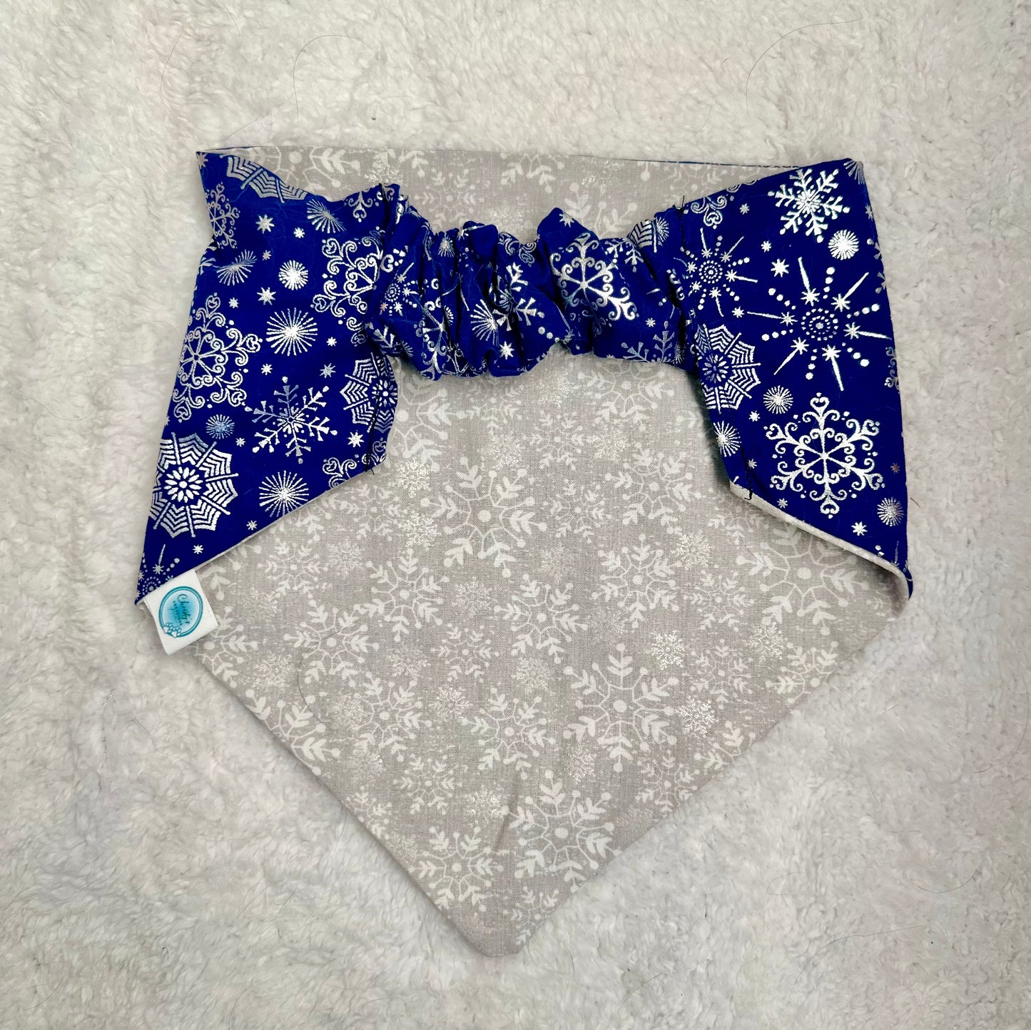 Blue and Silver Reversible Scrunchie Bandana